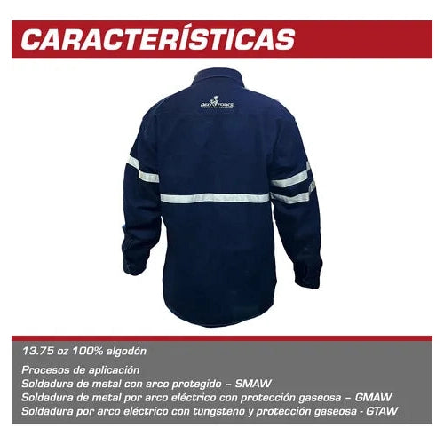 Camisola Para Soldador Mezclilla Reflejante 100% Algodon Azul RED FORCE