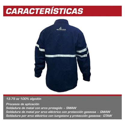 Camisola Para Soldador Mezclilla Reflejante 100% Algodon Azul RED FORCE