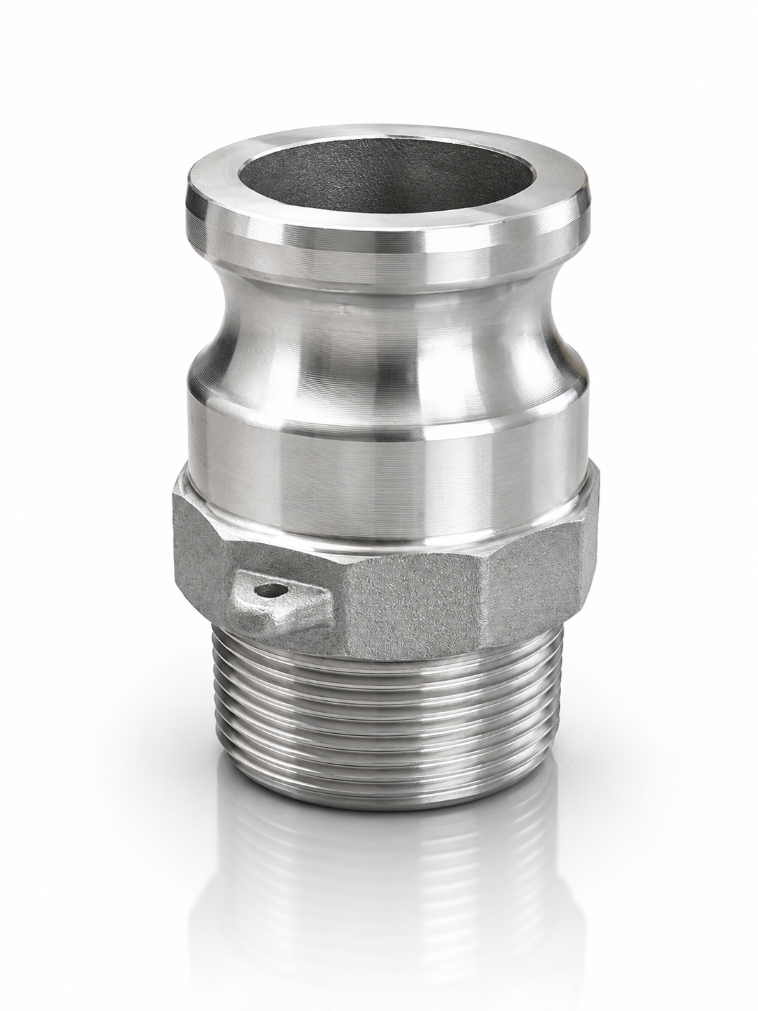 Conector Camlock Tipo F G400-F-AL macho de 4" x rosca macho NPT de 4"