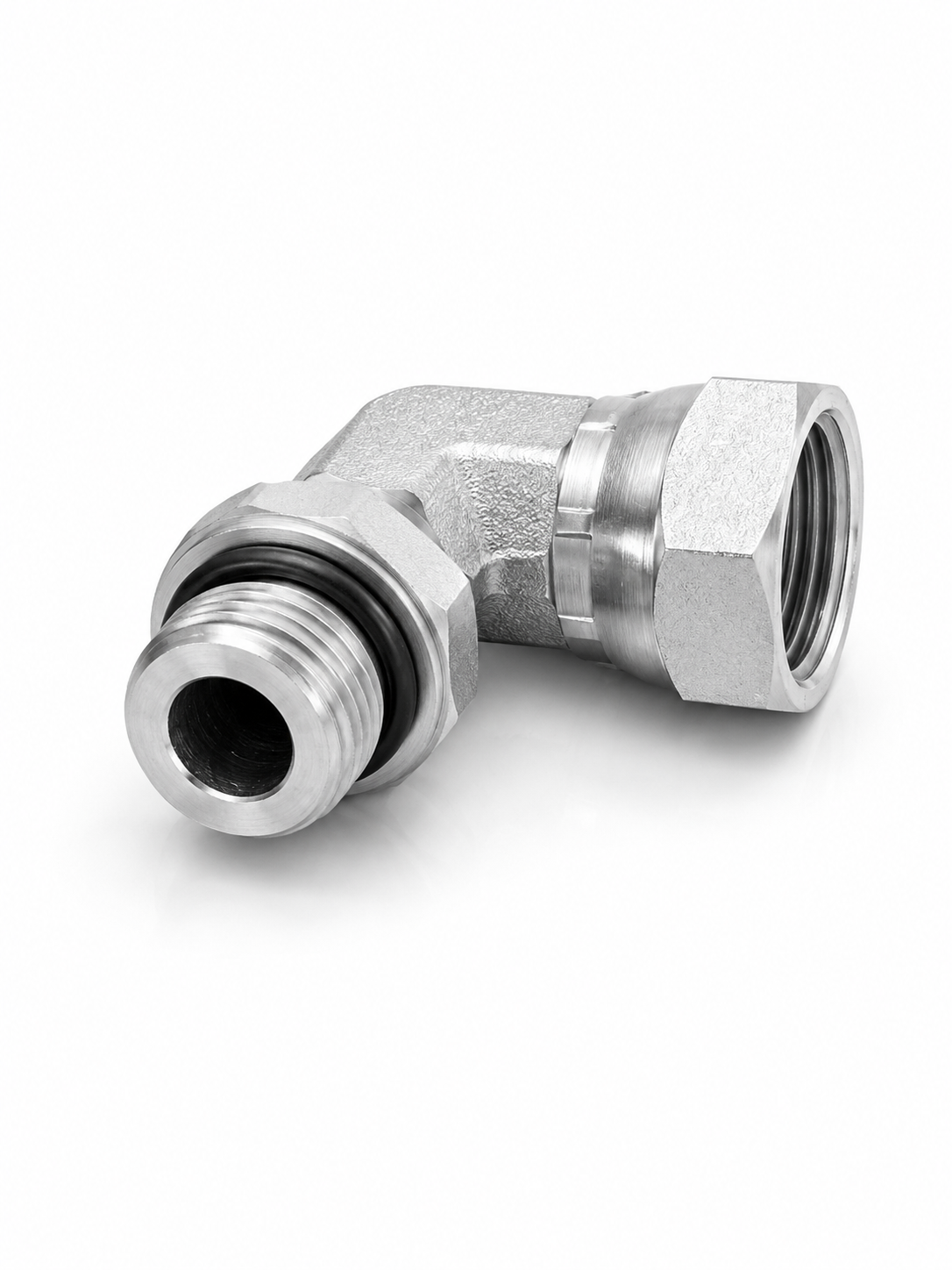Adaptador Codo 90° ORB O-Ring Macho 3/8" a NPSM 3/8" Hidraulico