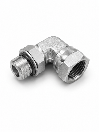 Adaptador Codo 90° ORB O-Ring Macho 3/8" a NPSM 3/8" Hidraulico