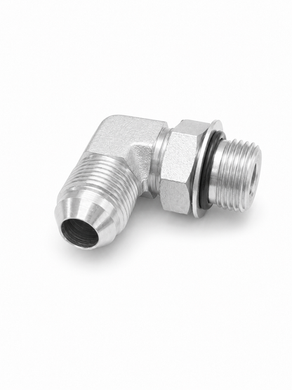 Adaptador Codo 90° JIC 37° Macho 3/4" x O-Ring Macho 1" Hidraulico