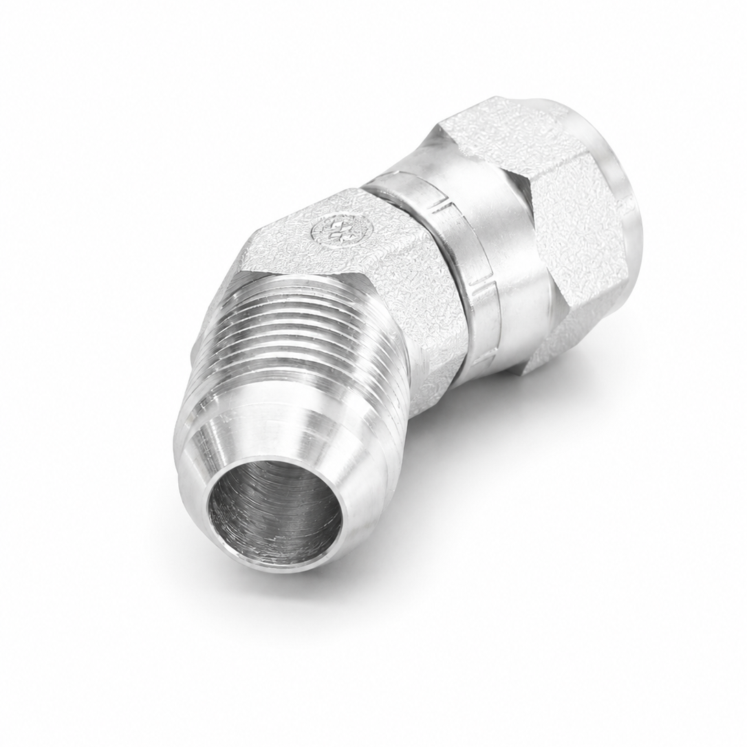 Adaptador Codo 45° JIC 37° Macho 1" x Hembra 1" Hidraulico