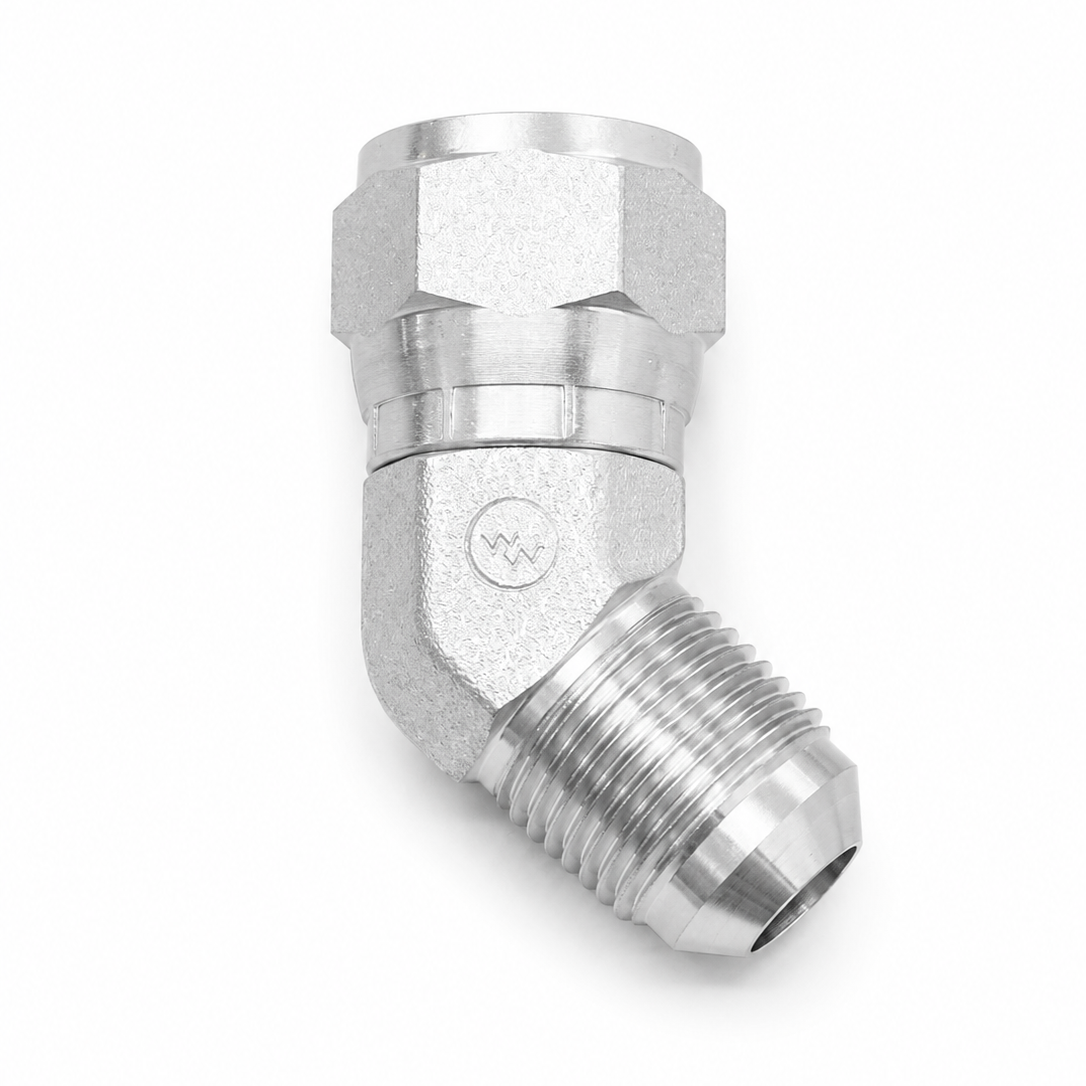 Adaptador Codo 45° JIC 37° Macho 1" x Hembra 1" Hidraulico