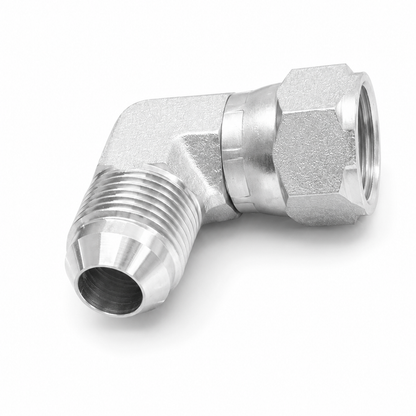 Adaptador Codo 90° JIC 37° Macho 3/8" x Hembra 3/8" Hidraulico