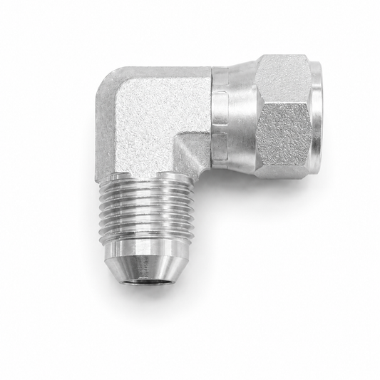 daptador Codo 90° JIC 37° Macho 1/4" x Hembra 1/4" Hidraulico