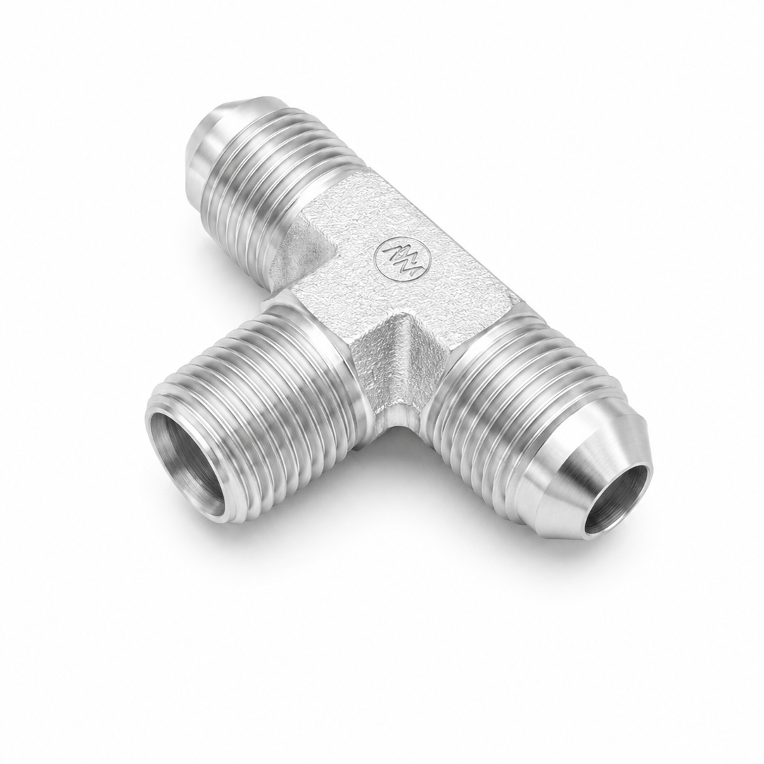 Tee JIC 37° 1/4" Macho x NPT Macho x Macho - Hidráulico