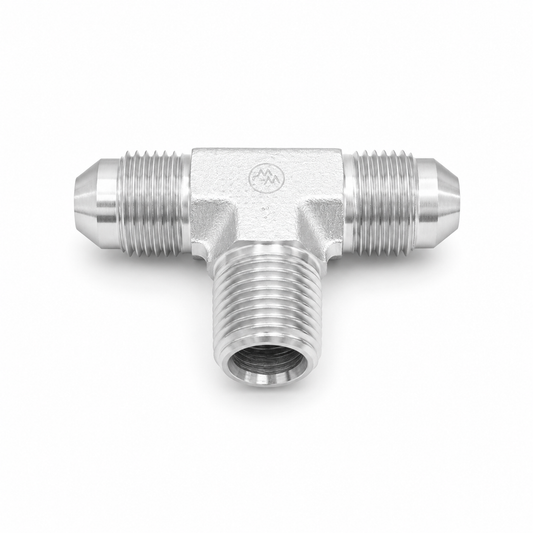 Tee JIC 37° 1/4" Macho x NPT Macho x Macho - Hidráulico