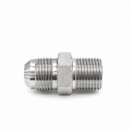 Adaptador Recto JIC 37° Macho 1/4" a NPT Macho 1/8" Hidraulico