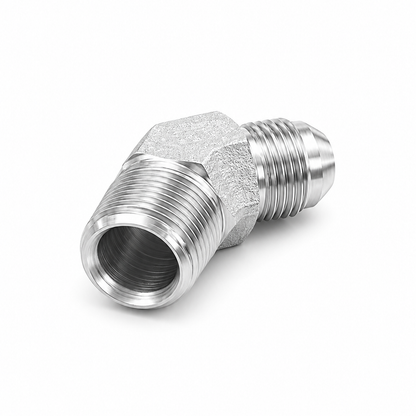 Adaptador Codo 45° JIC 37° Macho 5/16" a NPT Macho 1/4" Hidraulico