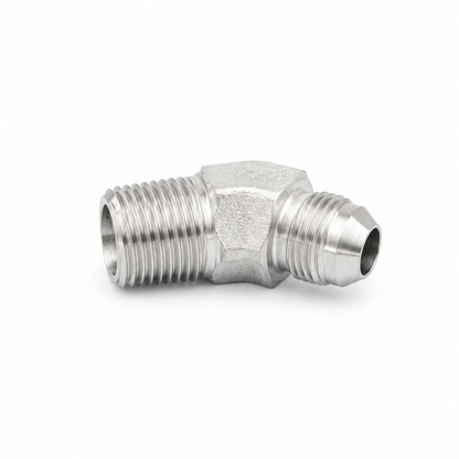 Adaptador Codo 45° JIC 37° Macho 5/16" a NPT Macho 1/4" Hidraulico