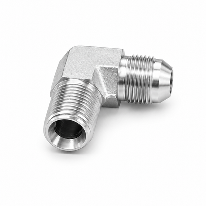 Adaptador Codo 90° JIC 37° Macho 1" a NPT Macho 3/4" Hidraulico