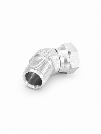Codo 45° NPT Macho 1" x NPSM Hembra Giratoria 1" Hidraulico