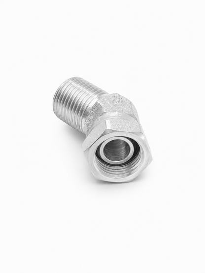Codo 45° NPT Macho 1" x NPSM Hembra Giratoria 1" Hidraulico