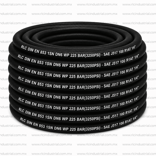 Manguera Hidráulica (04) 1/4" Alta Presión SAE 100 R1AT 1SN 3250 Psi. - 1 Mallas RLC